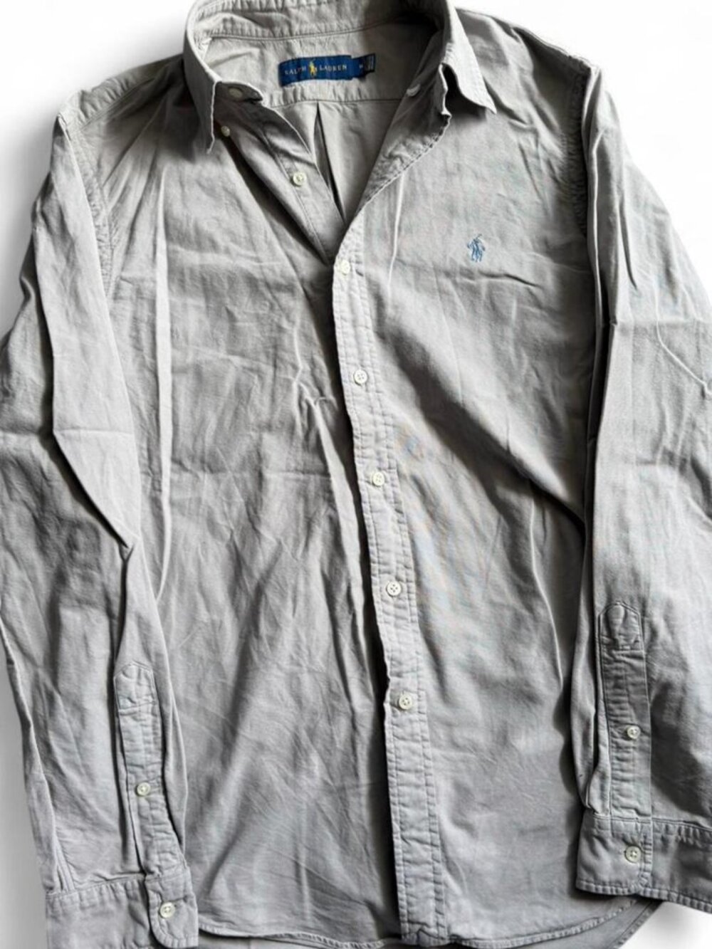 Ralph Lauren Polo Men’s Button Down Shirt Medium Grey Long Sleeve Pony Logo